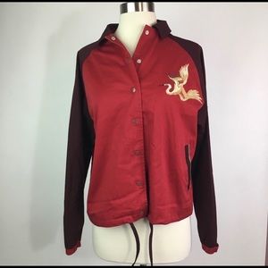 Silence + Noise Dragon Embroidered Red Jacket